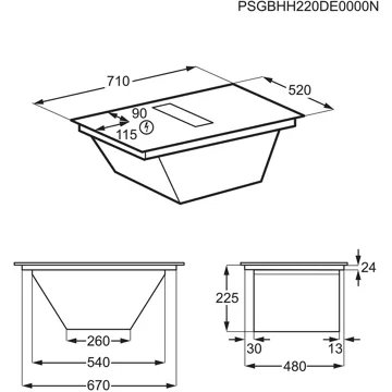 Table induction aspirante ELECTROLUX KCC73443 Bridge – Image 7