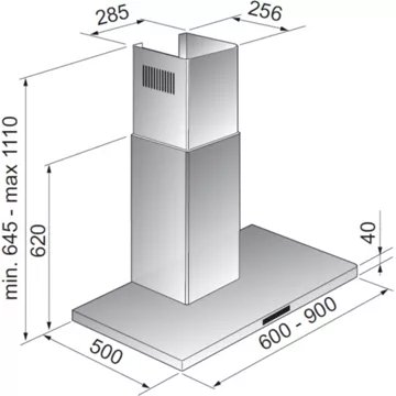 Hotte décorative murale AIRLUX AHBF971BK – Image 2